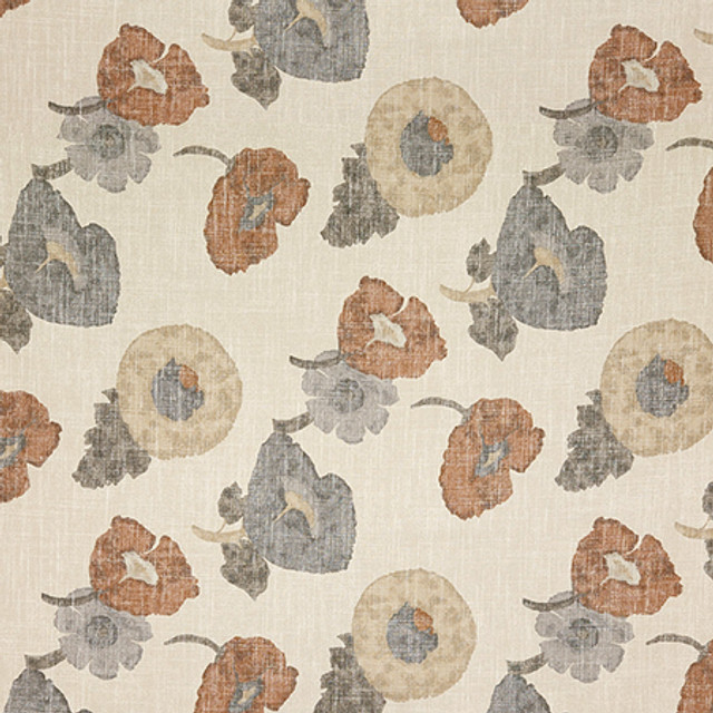 First Inspired Cinnabar by Carole Designer Fabric Hidden Treasure 36% Polyester, 26% Cotton, 22% Viscose, 16% Linen China 27" V, 13 1/2" H HD 55" - Swanky Fabrics -