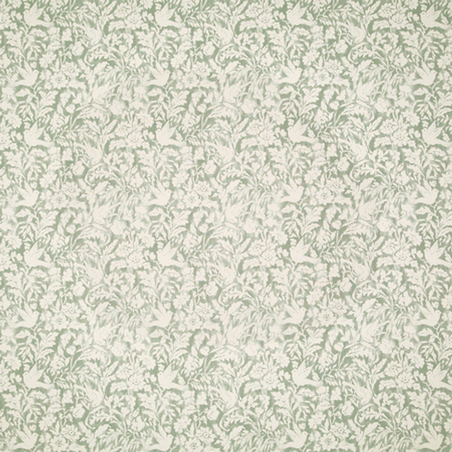 Birds At Play Thyme by Carole Designer Fabric Misty Glen 100% Cotton India 12 1/4" V, 14" H 55 3/4"" - Swanky Fabrics -