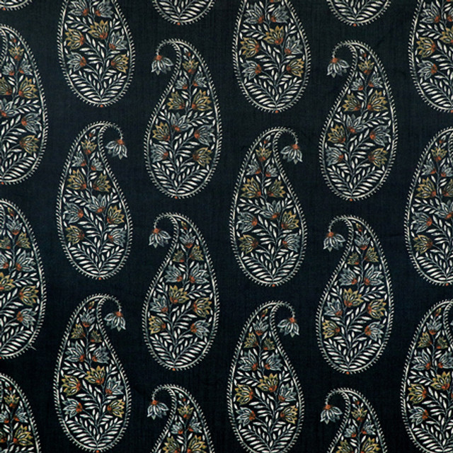 Drop Of Paisley Ebony by Carole Designer Fabric Neutral Ground 100% Polyester China 27" V, 13 1/2" H 54"" - Swanky Fabrics - Drop Of Paisley Ebony by Carole Designer Fabric Neutral Ground 100% Polyester China 27" V, 13 1/2" H 54"" - Swanky Fabrics -