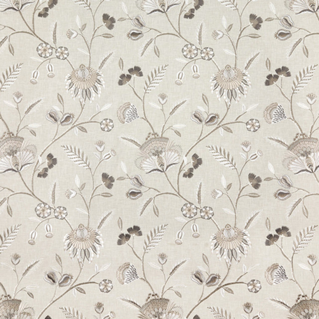 Garden To Love Travertine by Carole Designer Fabric Neutral Ground Base: 52% Recycled Polyester, 48% Cotton Embr: 40% Recycled Polyester, 37% Cotton, 23% Viscose India 18 1/2" V, 17" H 51"" - Swanky Fabrics - Garden To Love Travertine by Carole Designer Fabric Neutral Ground Base: 52% Recycled Polyester, 48% Cotton Embr: 40% Recycled Polyester, 37% Cotton, 23% Viscose India 18 1/2" V, 17" H 51"" - Swanky Fabrics -