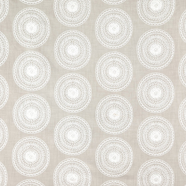 Abroad Silver by Carole Designer Fabric Oasis Base: 75% Cotton,25% Polyester Embr: 50% Cotton, 50% Viscose India 9 1/2" V, 9" H HD 53" - Swanky Fabrics -