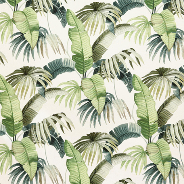 On Tropic Fern by Carole Designer Fabric Oasis 100% Cotton Spain 26" V, 13" HD 54" - Swanky Fabrics -