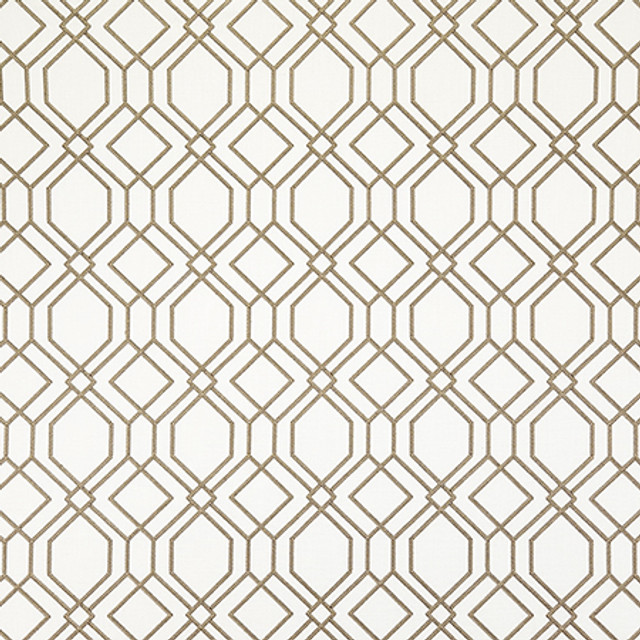 Eavesdrop Vanilla by Carole Designer Fabric Shape Shifter Base: 52% Polyester, 48% Cotton Embr: 100% Polyester India 6 1/4" V, 6 1/2" H 51.5" - Swanky Fabrics -