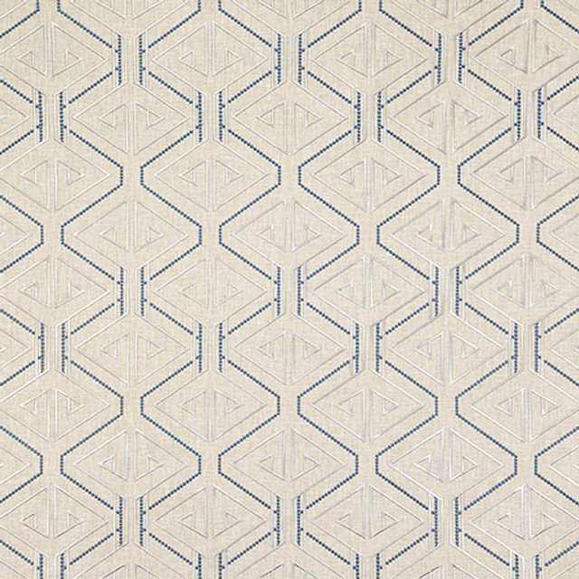 Peek At You Metal Blue by Carole Designer Fabric Shape Shifter Base: 52% Cotton, 48% Poly Embr: 100% Poly India 13" V, 8 3/4" H 52" - Swanky Fabrics -
