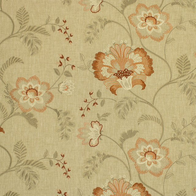 S6980 Desert Rose by Greenhouse Designer Fabric 77% Polyester, 23% Cotton With 100% Rayon Embroidery India 6,000 </p><p>Repeat: 26" H, 12.37" V 54" - Swanky Fabrics -
