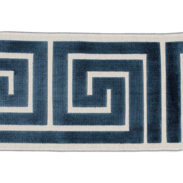 Sidewinder Tape Marine by Magnolia Designer Trim - 58% Rayon, 31% Poly, 11% Linen China Horizontal: 13.5 and Vertical: 7 - Swanky Fabrics -