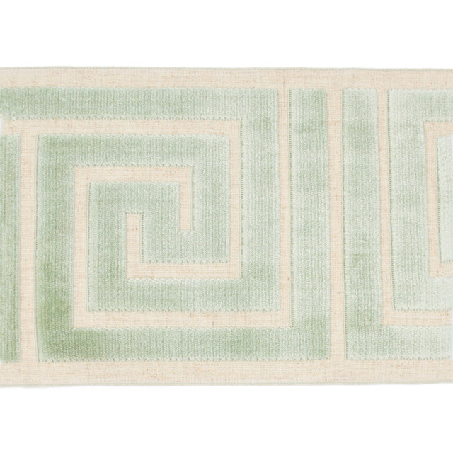 Sidewinder Tape Sea Green by Magnolia Designer Trim - 58% Rayon, 31% Poly, 11% Linen China Horizontal: 13.5 and Vertical: 7 - Swanky Fabrics -