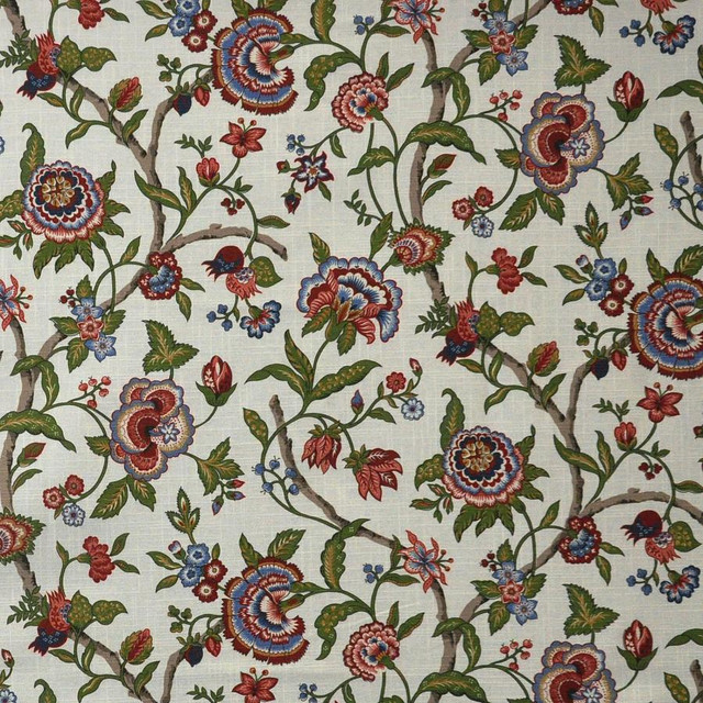 Queensbury # 307 Gardenia by Maxwell Designer Fabric Color Theory-Vol.Vii Jungle Room 100% COTTON SPAIN V-18" H-13.5" 54" - Swanky Fabrics -
