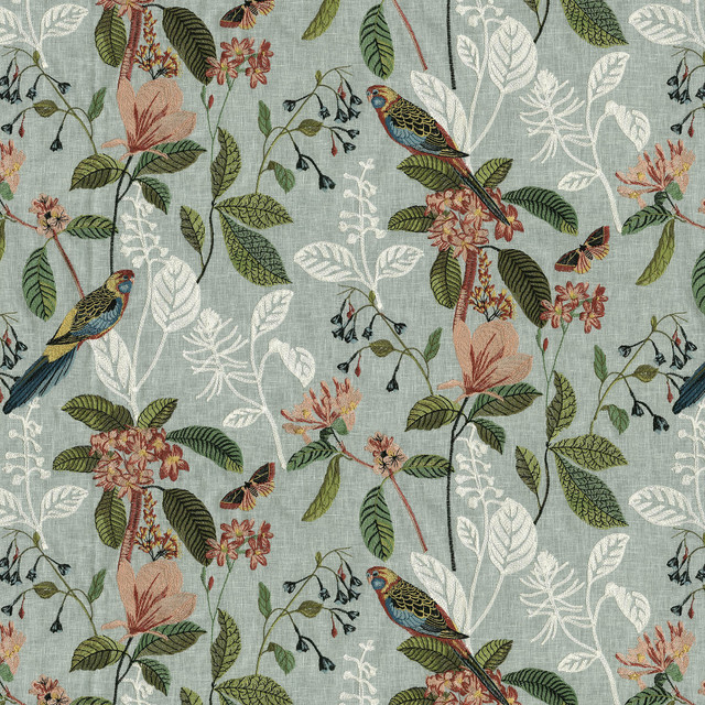 Parakeet Emb. Tropics 471260 by P/K LIFESTYLES Designer Fabric - Base: 52% polyester, 48% cotton / Emb. 100% rayon India 51000 Horizontal: 25.75 and Vertical: 18.12 54 - Swanky Fabrics - Parakeet Emb. Tropics 471260 by P/K LIFESTYLES Designer Fabric - Base: 52% polyester, 48% cotton / Emb. 100% rayon India 51000 Horizontal: 25.75 and Vertical: 18.12 54 - Swanky Fabrics -