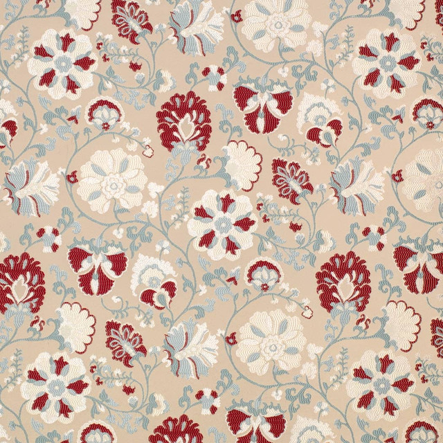 D4405 Eve Cardinal by Charlotte Designer Fabric Vintage Damask 100% Polyester Asia Exceeds 100,000 Wyzenbeek Rubs (Heavy Duty) </p><p>Repeat: Horizontal 14.5" x Vertical 14.75" 54 Inches - Swanky Fabrics -