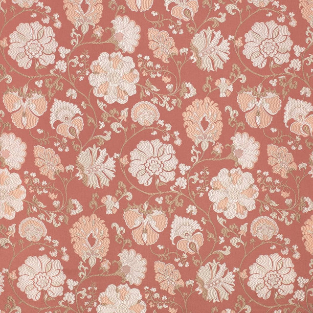 D4407 Eve Coral by Charlotte Designer Fabric Vintage Damask 100% Polyester Asia </p><p>Repeat: Horizontal 14.5" x Vertical 14.75" 54 Inches - Swanky Fabrics -