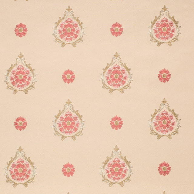 D4412 Aurora Coral by Charlotte Designer Fabric Vintage Damask 100% Polyester Asia </p><p>Repeat: Horizontal 7.5" x Vertical 7" 54 Inches - Swanky Fabrics -