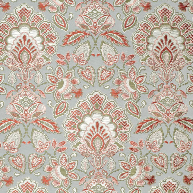 D4436 Felicity Aqua by Charlotte Designer Fabric Vintage Damask 100% Polyester Asia </p><p>Repeat: Horizontal 14.75" x Vertical 18.25" 54 Inches - Swanky Fabrics -