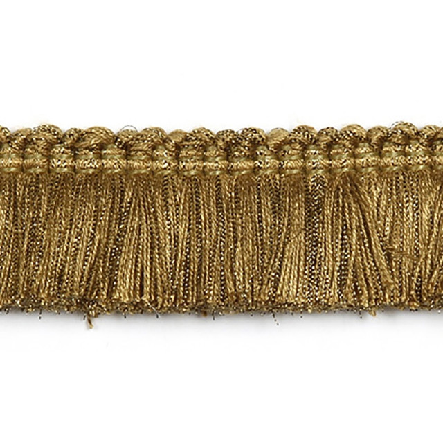 Hellenic Key Brushed Fringe Vintage Gold by Europatex Designer Fabric Hellenic 97% Fibranne, 2% Polyester, 1% Nylon 1.25 inches - Swanky Fabrics -