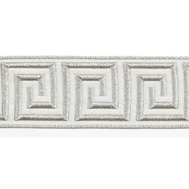 Hellenic Key Jacquard Tape Oyster by Europatex Designer Fabric Hellenic 62% Fibranne, 38% Rayon 2.00 inches - Swanky Fabrics -