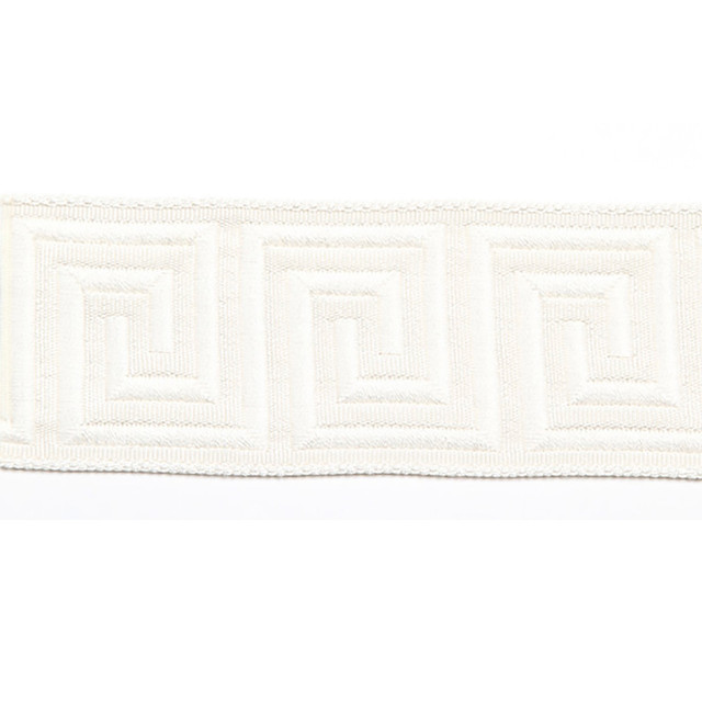 Hellenic Key Jacquard Tape Pearl by Europatex Designer Fabric Hellenic 62% Fibranne, 38% Rayon 2.00 inches - Swanky Fabrics -