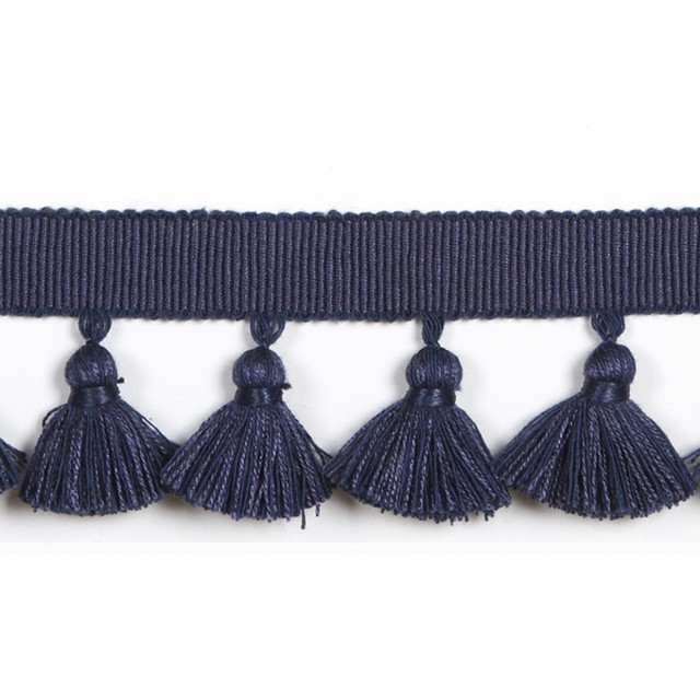 Hellenic Key Tassel Fringe Denim by Europatex Designer Fabric Hellenic 47% Fibranne, 44% Cotton, 9% Polyester 1.75 inches - Swanky Fabrics -