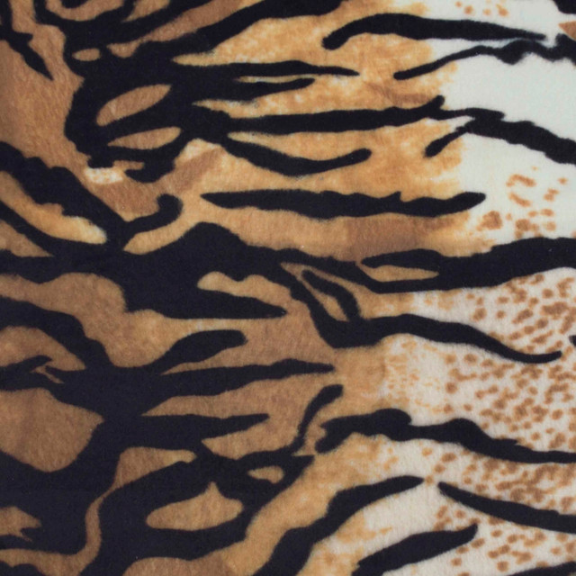 Kingdom Tiger Black/Caramel/White by Europatex Designer Fabric Kingdom 100% Polyester 57.00 inches - Swanky Fabrics -