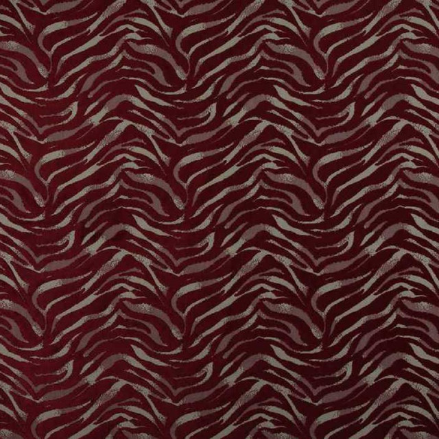 Safari Tiger Burgundy by Europatex Designer Fabric Safari 57% Polyester, 43% Viscose 13.33" H, 12.22" V 55.00 inches - Swanky Fabrics -