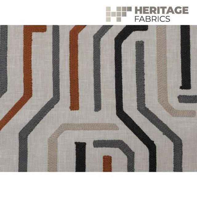 Maize Black Clay by Heritage Designer Fabric - 52% Polyester 48% Cotton India 12,000 Horizontal: 9" and Vertical: 9.25" 54" - Swanky Fabrics -