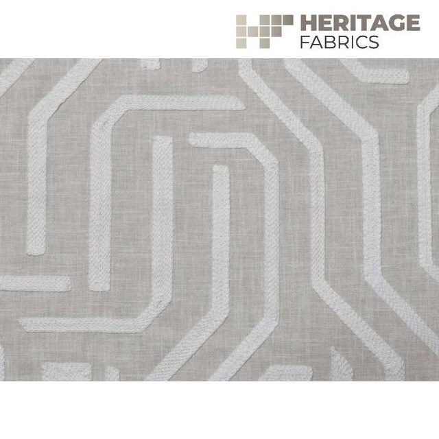 Maize White Linen by Heritage Designer Fabric - 52% Polyester 48% Cotton India 12,000 Horizontal: 9" and Vertical: 9.25" 54" - Swanky Fabrics -