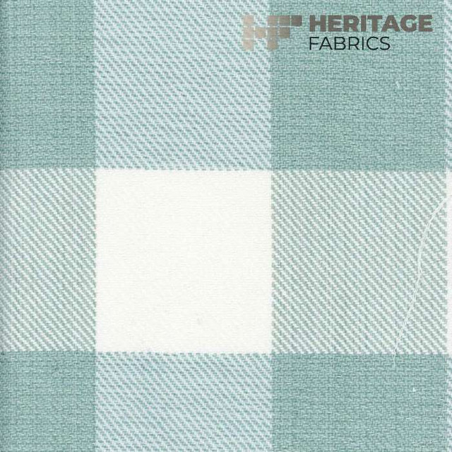 Metro Check Seaglass by Heritage Designer Fabric - 100% Cotton India 30,000 Horizontal: 6.75" and Vertical: 6.75" 54" - Swanky Fabrics -