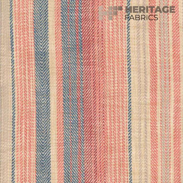 Sonoma Stripe Henna Blue by Heritage Designer Fabric - 100% Polyester India 33,000 Horizontal: 13.5" and Vertical: N/A 54" - Swanky Fabrics -