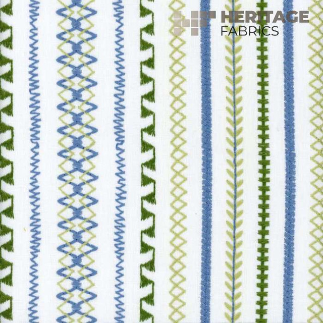 Stella Stripe Kelly Blue by Heritage Designer Fabric - 50% Polyester 50% Cotton India 9,000 Horizontal: 9" and Vertical: N/A 54" - Swanky Fabrics -