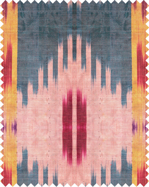 Mind The Gap Fabric PATOLA Linen (FB00010) | FB00010 | NOMAD STORY | Blue, Red, Yellow | Fabric Carolina | https://www.fabriccarolina.com/