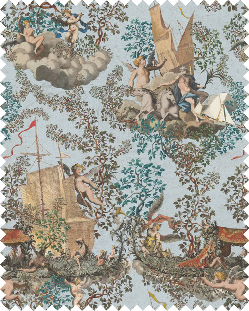 Mind The Gap Fabric JOURNEY TO EDEN Linen (FB00025) | FB00025 | THE TRANSYLVANIAN MANOR | Blue, Brown, Green, Taupe | Fabric Carolina | https://www.fabriccarolina.com/