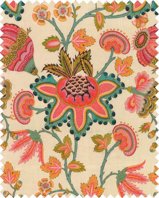 Mind The Gap Fabric MIDSUMMER FLORAL Linen (FB00072) | FB00072 | WOODSTOCK '69 LIFESTYLE COLLECTION | Pink, Taupe, Turquoise | Fabric Carolina | https://www.fabriccarolina.com/