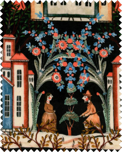 Mind The Gap Fabric TALES OF TYROL Peat Black Velvet (FB00099) | FB00099 | TYROL APRES-SKI HOME COLLECTION | Blue, Dark Green, Red, Taupe | Fabric Carolina | https://www.fabriccarolina.com/