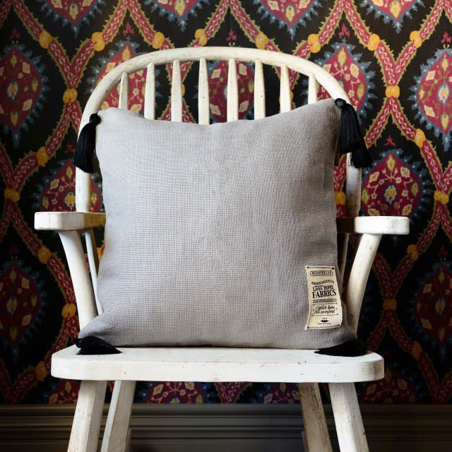 Mind The Gap Pillows FROST GREY Linen Cushion (LC40008) | LC40008 | NOMAD STORY | 20 x 20 in | Frost Grey | Fabric Carolina | https://www.fabriccarolina.com/