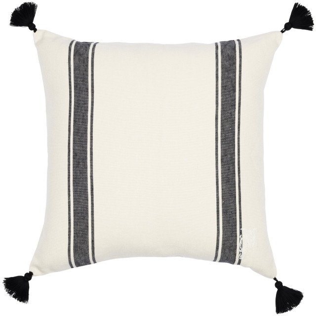 Mind The Gap Pillows HAJDU Stripe Heavy Linen Cushion (LC40093) | LC40093 | TRANSYLVANIAN ROOTS | 20 x 20 in | Black, White | Fabric Carolina | https://www.fabriccarolina.com/