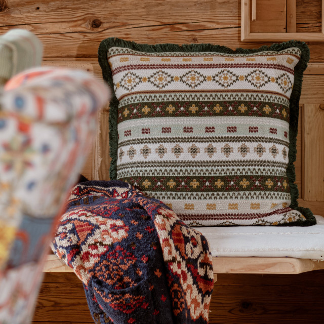 Mind The Gap Pillows GAISSTEIN Cushion (LC40195) | LC40195 | TYROL APRES-SKI HOME COLLECTION | 20 x 20 in | Dark Green, Light Green, Taupe | Fabric Carolina | https://www.fabriccarolina.com/