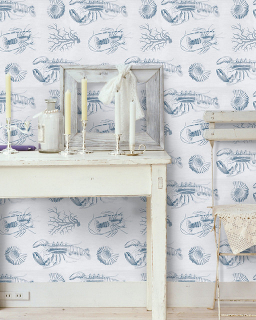 Mind The Gap Wallpaper LOBSTER Blue Premium Wallpaper (WP20014) | WP20014 | WALLPAPER DESIGNER COLLECTION | 3 rolls x 20.5 x 118.1 in | 0.52m / 20.5in | 3m / 118in | 4.65mp | 52cm / 20.5in | Blue, White | Non-woven | Paste the wall | 3-rolls in a box | Fabric Carolina | https://www.fabriccarolina.com/