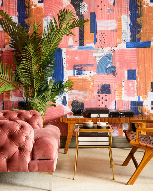 Mind The Gap Wallpaper BITTERSWEET Wallpaper (WP20529) | WP20529 | THE WALLPAPER COMPENDIUM 1 | 3 rolls x 20.5 x 118.1 in | 0.52m / 20.5in | 3m / 118in | 4.65mp | 150cm / 59in | Blue, Orange, Red, White | Non-woven | Paste the wall | 3-rolls in a box | Fabric Carolina | https://www.fabriccarolina.com/