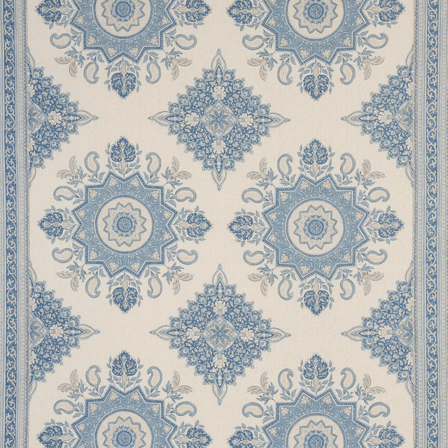 Montecito Medallion China Blue 176484 by Schumacher Designer Fabric Mark D. Sikes 54.0" - Swanky Fabrics - Montecito Medallion China Blue 176484 by Schumacher Designer Fabric Mark D. Sikes 54.0" - Swanky Fabrics -