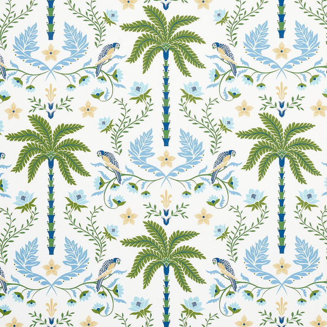 Island Palm Indoor/Outdoor Blue & Green 180980 by Schumacher Designer Fabric Isola Indoor/Outdoor 27.0" - Swanky Fabrics - Island Palm Indoor/Outdoor Blue & Green 180980 by Schumacher Designer Fabric Isola Indoor/Outdoor 27.0" - Swanky Fabrics -