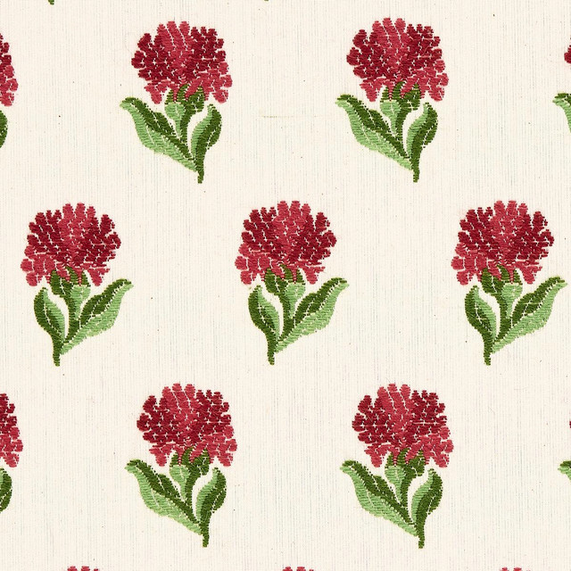 Rosina Floral Garnet 82630 by Schumacher Designer Fabric New Old-Fashioned 3.5" - Swanky Fabrics - Rosina Floral Garnet 82630 by Schumacher Designer Fabric New Old-Fashioned 3.5" - Swanky Fabrics -
