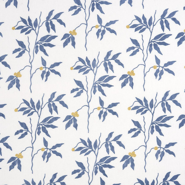 Lilla Embroidery Blue 80432 by Schumacher Designer Fabric Uncommon Threads 18.0" - Swanky Fabrics -