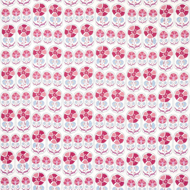 Anjuna Floral Linen Print Mulberry 180480 by Schumacher Designer Fabric Bohemia 12.0" - Swanky Fabrics -
