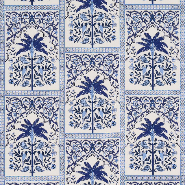 Amazonas Mystique Tropical Shades Of Blue 182571 by Schumacher Designer Fabric Johanna Ortiz 15.5" - Swanky Fabrics -