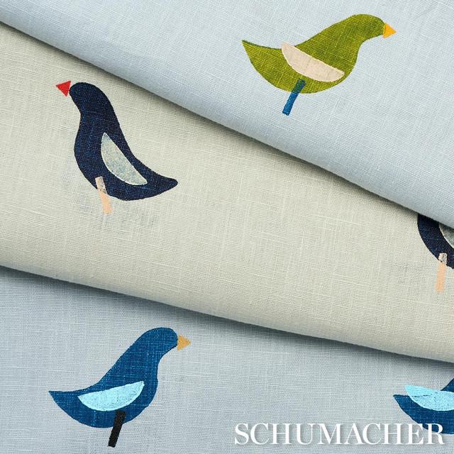 Birds Hand Block Print Black On Natural 182380 by Schumacher Designer Fabric Caroline Z Hurley 51.0" - Swanky Fabrics - Birds Hand Block Print Black On Natural 182380 by Schumacher Designer Fabric Caroline Z Hurley 51.0" - Swanky Fabrics -