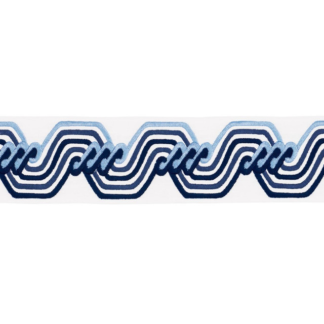 The Twist Embroidered Tape Blue 83630 by Schumacher Designer Trim Statement Trims - Swanky Fabrics - The Twist Embroidered Tape Blue 83630 by Schumacher Designer Trim Statement Trims - Swanky Fabrics -