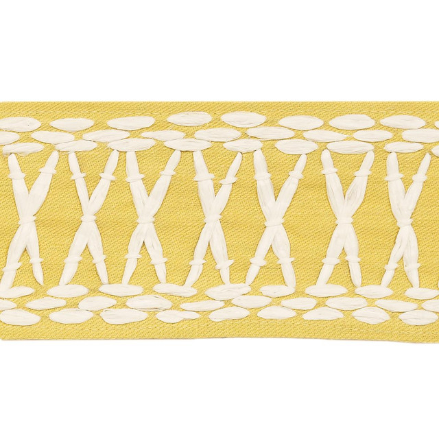 Tikki Tape Yellow 69308 by Schumacher Designer Trim Mary Mcdonald 1.0" - Swanky Fabrics - Tikki Tape Yellow 69308 by Schumacher Designer Trim Mary Mcdonald 1.0" - Swanky Fabrics -