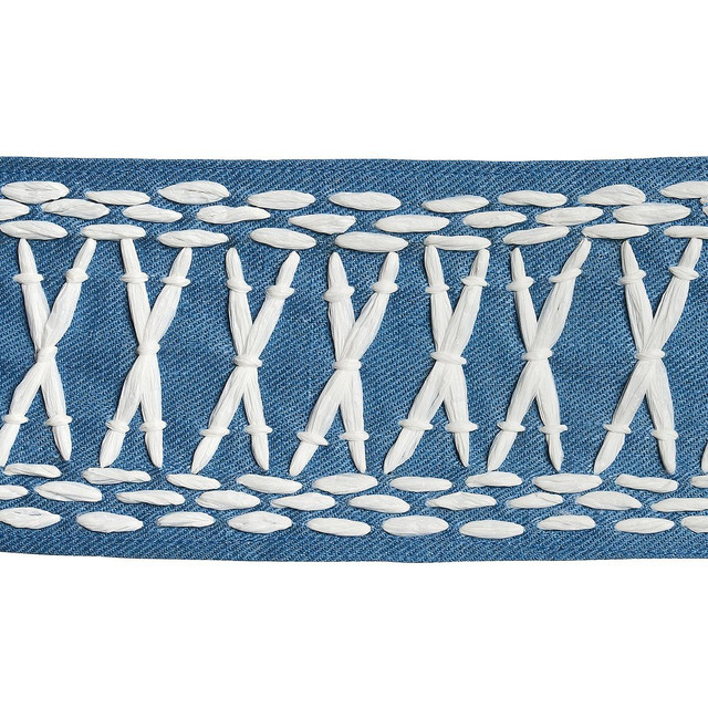 Tikki Tape Blue 69305 by Schumacher Designer Trim Mary Mcdonald 1.0" - Swanky Fabrics -