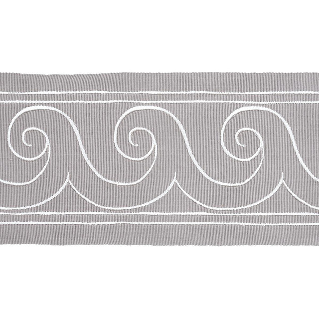 Greek Waves White On Grey 70754 by Schumacher Designer Trim Miles Redd 3.3" - Swanky Fabrics - Greek Waves White On Grey 70754 by Schumacher Designer Trim Miles Redd 3.3" - Swanky Fabrics -