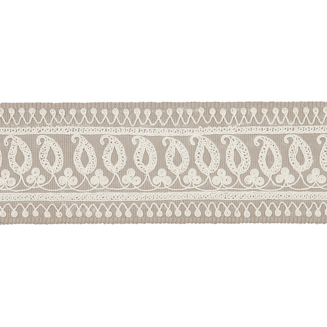 Paisley Embroidered Tape Sand 81231 by Schumacher Designer Trim Full Bloom - Swanky Fabrics - Paisley Embroidered Tape Sand 81231 by Schumacher Designer Trim Full Bloom - Swanky Fabrics -