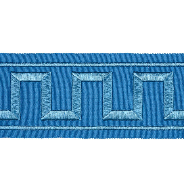 Greek Key Embroidered Tape Teal 70806 by Schumacher Designer Trim Miles Redd 1.8" - Swanky Fabrics -